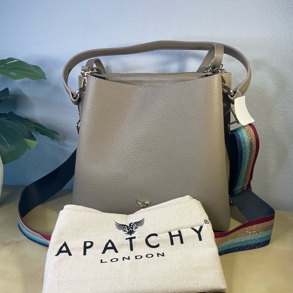 APATCHE LONDON TAUPE LEATHER TOTE BAG - Picture 9 of 13
